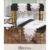 Salon Takımı 5 Parça Keten Dantelli Masa Örtüsü Runner Seti Çeyizlik Helena Model Diğer