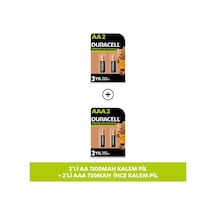 Şarj Edilebilir Aa 1300 Mah, 2'li + Duracell Şarj Edilebilir Aaa 750 Mah Pil, 2'li Paket