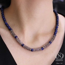 Nusret 925 Ayar Gümüş Lapis Taşlı Kolye