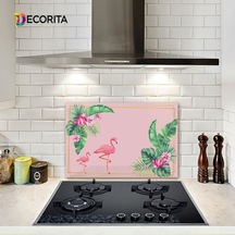 Decorıta Cam Ocak Arkası Koruyucu | Tropik Flamingo Decorıta Cam Ocak Arkası Koruyucu | Tropik Flamingo