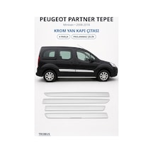 Peugeot Partner Tepee 2008-2018 Uyumlu Krom Sürgülü Kapı Çıtası 4 Parça Paslanmaz Çelik