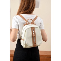Just Polo Kadın Günlük Kullanıma Uygun Ayarlanabilir Askılı Lüks Sırt Çantası Shopper Beyaz - Taba