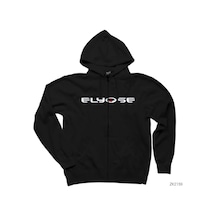 Elyose Siyah Fermuarlı Kapşonlu Sweatshirt Siyah
