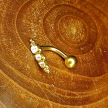 Aya Tasarım Gold Renk Ters Taşlı Model Göbek Piercing Altın