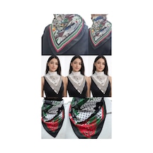 Aldaıyr 7 Filistin Temalı Fular 50x50 Unisex Günlük Kullanıma Uygun Puşi Şal Kefiye Filistin Bayrakt Çok Renkli 74504140