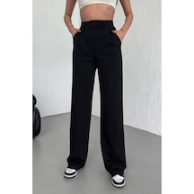 Nimas Kadın Oversize Siyah Yüksek Bel Likralı Cırt Kapama Palazzo Pantolon Siyah - 656958332 Siyah