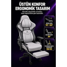 Oxyra Forge Wolf Premium Deri Hafızalı Boyun Ve Bel Yastıkları 4d Kolçak Bej/siyah Oyuncu Koltuğu Gri - Siyah