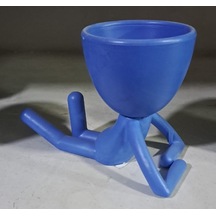 İnsansı Saksı Renkli Uzanan - H : 9 Cm - Çap 6,5 Cm Diğer