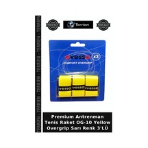 Premium Antrenman Tenis Raket Og-10 Yellow Overgrip Sarı Renk 3'lü