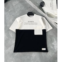 Barlashive Erkek Tişört Torba Cepli Parçalı Kısa Kol T-shirt - İyah Çok Renkli