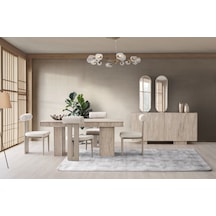 Traverten Mdf Yemek Odası Takımı Mermer