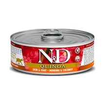 N&D Quinoa Skin Coat Ringa Balıklı Hindistan Cevizli Kedi Konserve Maması 80 G