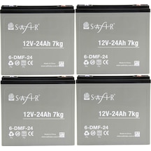 Safir 12 V - 24 Ah Grafen Jel Akü 4'lü Set Elektrikli Bisiklet Aküsü