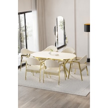 Mutfak Masası Takımı 6 Kişilik Masa Takımı Hayal Serisi Mutfak Salon Masası Takımı Gold