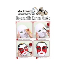 Maske Boyama 2 Li 1 Paket Boyanabilir Karton Maske Lastikli İnsan Yüzü Suratı Yerli Üretim Fırça Akrilik Boya 6 Renk