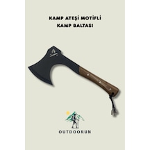 Kamp Ateşi Motifli Kamp Baltası - 24,5 Cm