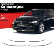 Vw Golf 8.5 Makyajlı Hb Krom Ön Tampon Çıtası 4 Prç. 2024 Üzeri