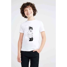 Tshirthane Anime One Punch Man Sonic Baskılı Unisex Çocuk Beyaz T-Shirt (534780200)