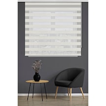 Bambu Zebra Stor Perde 1001 Ekru Ofis Mutfak Balkon Çocuk Odası Yatak Odası Modern Salon Perdesi Lüx Ekru