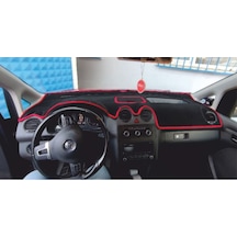 2004-2008 Modellerine Uygun Volkswagen Caddy Torpido Koruma Halısı Siyah Kenar Renk Kırmızı