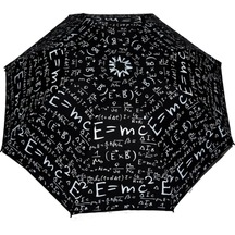 Rüzgara Dayanıklı Unısex Siyah Matematik Desenli Şemsiyeleri