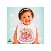 Winnie The Pooh Keten Bebek Mama Önlüğü Yumuşak - Emici - Yıkanabilir - Özel Tasarım P205 Çok Renkli