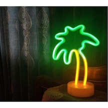 Mobgift Palmiye Model Neon Led Işıklı Masa Dekoratif Gece Lambası Renkli