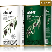 Ahsaf Soğuk Sıkım Zeytinyağı 1 L Teneke + Natürel Sızma Zeytinyağı 1 L Teneke