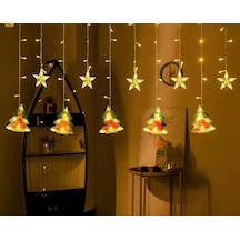 Çam Ağacı Ve Yıldız Figürlü Animasyonlu Sarkıt Perde Led Işık Yılbaşı Parti Süs Işıkları Günışığı