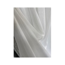 Tül Perde Keten Gümüş Çizgili Kalın Gramajı Yüksek Kırışmaz Ütü İstemez 1/3 Sık Pileli Boru Pile Kırık Beyaz