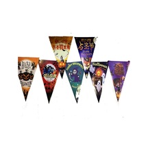 Magicool Lüks Baskılı Üçgen Model Halloween Banner Süs Bayrak 8 Li