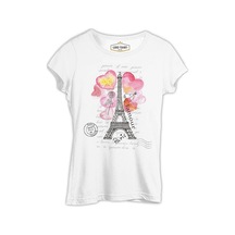 Paris - L'amour Beyaz Kadın Tshirt 001 Paris - L'amour Beyaz Kadın Tshirt 001