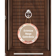 Evimize Neşe Getirdiniz" Yazılı Mdf Kapı Süsü 22.5 Cm Dekoratif Halat Askılı Giriş Dekoru Sarı
