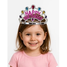 Gümüş Renk Happy Birthday Yazılı Doğum Günü Tacı 60 Cm Çocuk