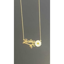 Rabia Yazılı Papatya Isim Kolye 925 Gümüş Sevgiliye Eşe Anneye Arkadaşa Hediye Kolye