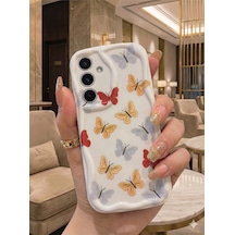 Samsung Galaxy S25 Plus Uyumlu Renkli Kelebek Desenli Dalgalı Kenar Kılıf - Kamera Korumalı