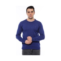 Wessi Lacivert Bisiklet Yaka Slimfit Desensiz Triko 001