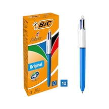 Bıc 4 Colours Medium Tükenmez Kalem, 12'li Kutu, 1.0mm Uç, Tek Kalemde Mavi, Kırmızı, Yeşil Ve Siyah Renkler ---