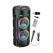 Bluetooth Hoparlör Sd Kart Usb Girişli Mikrofonlu Led Işıklı Şarjlı Kablosuz Speaker