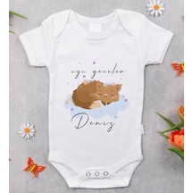 Bitmeyenkartus Bk Kids Isimli Iyi Geceler Tasarımlı Bebek Body Zıbın - Model 1 Beyaz