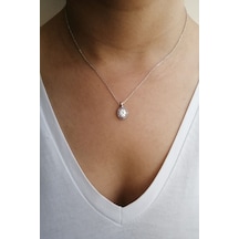 Beyaz Zircon Tek Taş Kolye Beyaz - 270549599 Beyaz