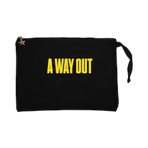 A Way Out Text Siyah Clutch Astarlı Cüzdan / El Çantası