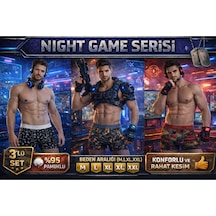 Mercan Erkek Pamuklu Boxer 3'lü Set - Nıght Game Serisi, Rahat Kesim Çok Renkli