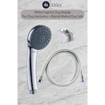 Ahlez Caprice Duş Başlığı + Pvc Duş Hortumu + Büyük Mafsal Takımı Krom