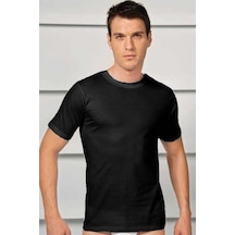 Modenya Erkek Pamuklu Kısa Kol Dar Yaka Klasik Fanila T-shirt Siyah
