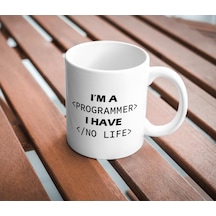 Programmer Baskılı Kupa Bardak I Have No Life Komik Yazılı Hediyelik Çay Kahve Kupası Coffee Mug Beyaz - Çok Renkli