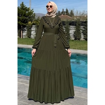 Rabia Şamlı Jale Elbise Haki Normal