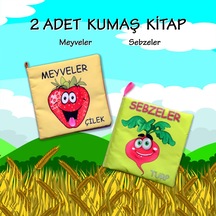 2 Kitap Tox Sebzeler ve Meyveler Kumaş Sessiz Kitap T113 T049-B