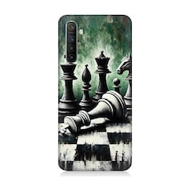 Realme X2 Uyumlu Karede Satranç Ve Düşünce Desenli Silikon Kılıf Çok Renkli