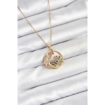 316l Çelik Zincir Gold Renk Zirkon Taşlı Li Kadın Kolye - Özel Seri Bzsurn011541 altın